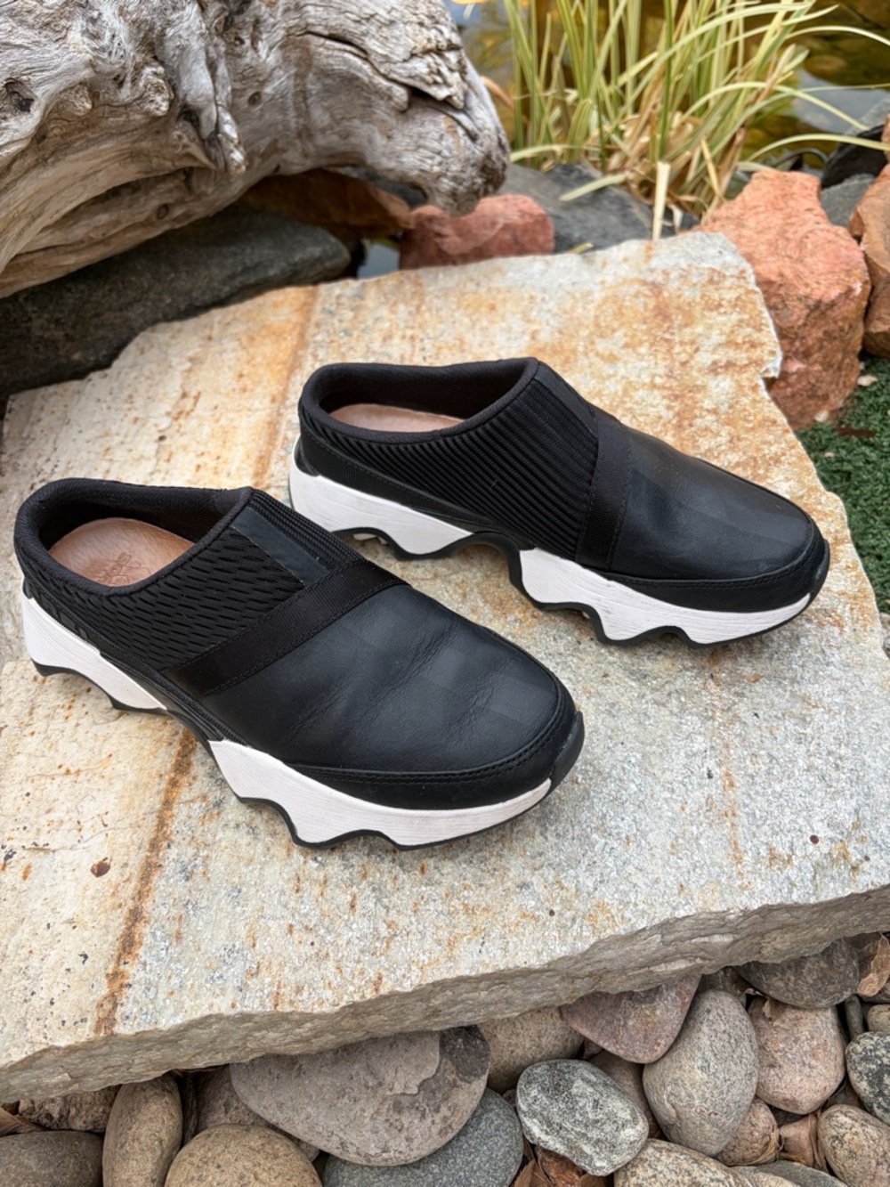 Sorel Kinetic Impact II Mule Sneakers Women’s 7.5 Black Chunky Slip On NL4955